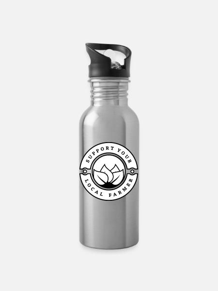 Support your local farmer - Nature & Agriculture - Water bottle with straw - silver