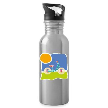 Buntes Kinderrad – Fahrt und Freiheit - Trinkflasche mit integriertem Trinkhalm - Lightsilver - Rechts