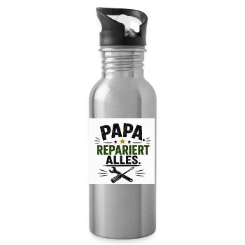 Papa repariert alles - Trinkflasche mit integriertem Trinkhalm - Lightsilver - Rechts