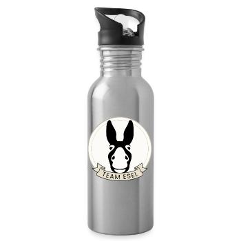 Team Donkey | Donkey Gift for Animal Lovers - Water bottle with straw - silver - Right
