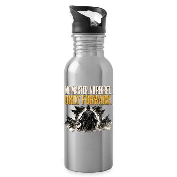 No Master No Regret Only Forward Samurai Shirt - Water bottle with straw - silver - Right