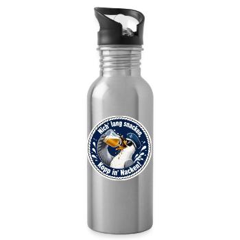 Seemöwe Biergenuss Seemannsmotiv - Trinkflasche mit integriertem Trinkhalm - Lightsilver - Rechts