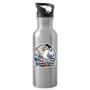 Gelehrte Möwe am Hafen - Trinkflasche mit integriertem Trinkhalm - Lightsilver - Rechts