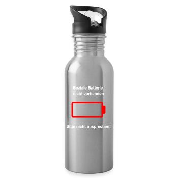 Soziale Batterie nicht vorhanden - Trinkflasche mit integriertem Trinkhalm - Lightsilver - Rechts