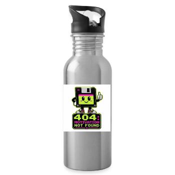 Retro 404 Motivation not found - Water bottle with straw - silver - Right