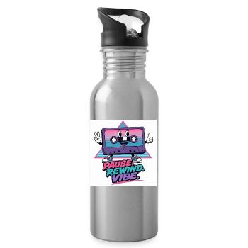 Pause Rewind Vibe Cassette - Water bottle with straw - silver - Right