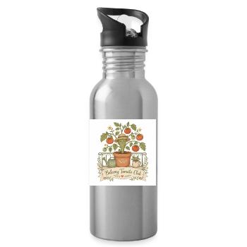 Balcony Tomato Club Illustration - Water bottle with straw - silver - Right