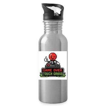 Game Over Touch Grass Pixel - Water bottle with straw - silver - Right