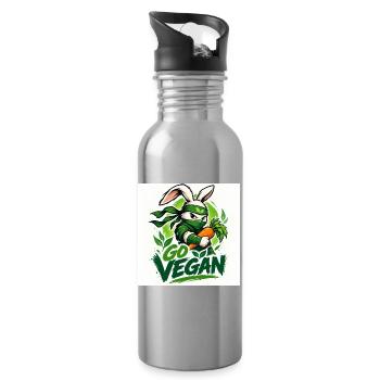 Devenez végétalien - Gourde avec paille intégrée - argent clair - Droite