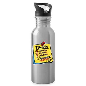 ToDo Feierabend Checkliste - Trinkflasche mit integriertem Trinkhalm - Lightsilver - Rechts