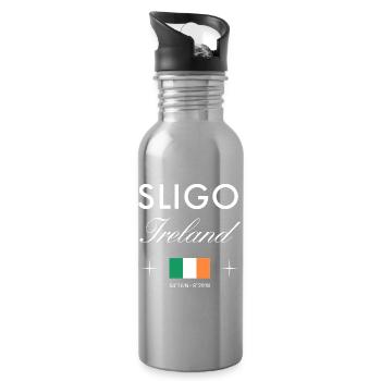 Sligo Ireland Coordinates Travel Souvenir - Water bottle with straw - silver - Right