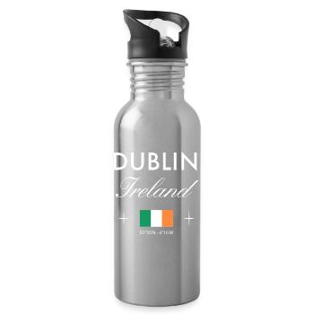Dublin Irland Koordinaten Reise Souvenir - Trinkflasche mit integriertem Trinkhalm - Lightsilver - Rechts