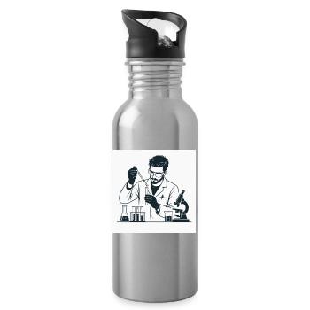 Scientifique de laboratoire avec pipette - Gourde avec paille intégrée - argent clair - Droite