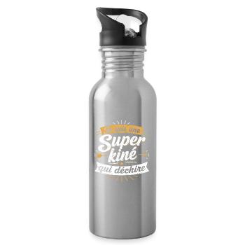 Je suis une Super kiné qui déchire - Gourde avec paille intégrée - argent clair - Droite