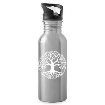 Cercle de la Silhouette de l’Arbre de Vie - Gourde avec paille intégrée - argent clair - Droite