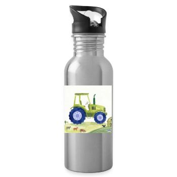 Traktor / Traktor / Traktor - Trinkflasche mit integriertem Trinkhalm - Lightsilver - Rechts