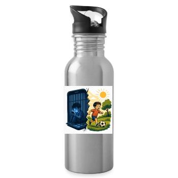 Kontrast der Freiheit: Kinderspiel in der Sonne - Trinkflasche mit integriertem Trinkhalm - Lightsilver - Rechts