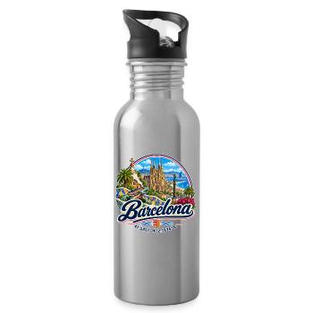 Barcelona - Spanien - Espana - Spain - Trinkflasche mit integriertem Trinkhalm - Lightsilver - Rechts