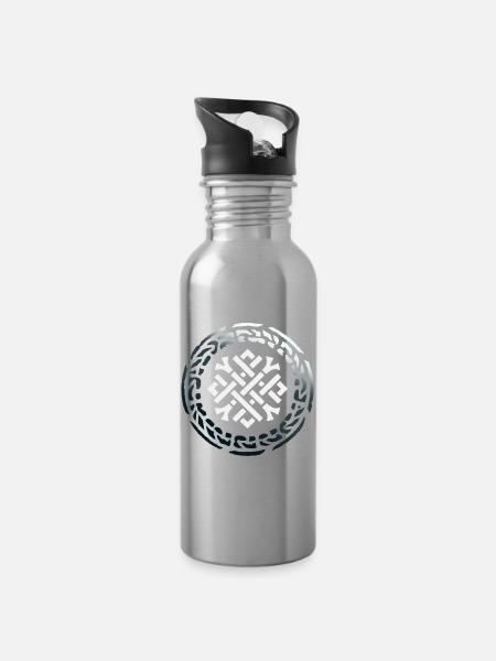 Keltischer Knoten - Trinkflasche mit integriertem Trinkhalm - Lightsilver