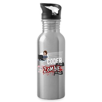 Coder by day Zombie by night - Programmiererin - Trinkflasche mit integriertem Trinkhalm - Lightsilver - Rechts