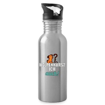 Geschenk zum Welpenkurs für neue Hundebesitzer - Trinkflasche mit integriertem Trinkhalm - Lightsilver - Rechts