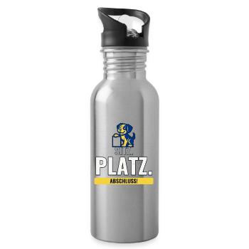 Geschenk zum Welpenschul-Abschluss mit Hund - Trinkflasche mit integriertem Trinkhalm - Lightsilver - Rechts