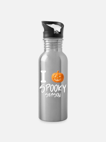 Ich liebe Spooky Season - Trinkflasche mit integriertem Trinkhalm - Lightsilver