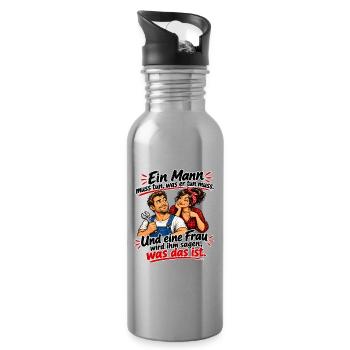 Ein Mann muss tun was seine Frau sagt - Trinkflasche mit integriertem Trinkhalm - Lightsilver - Rechts