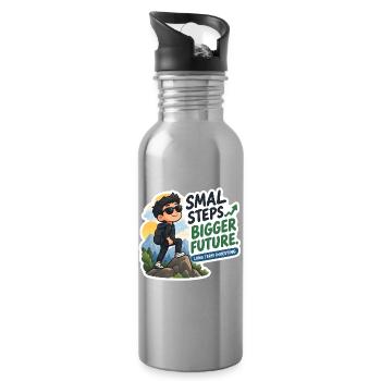 Kleine Schritte, größere Zukunft | Langfristiger Investor - Trinkflasche mit integriertem Trinkhalm - Lightsilver - Rechts