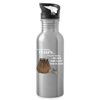 Not saying I'm Santa - Paketbote an Weihnachten - Trinkflasche mit integriertem Trinkhalm - Lightsilver - Rechts