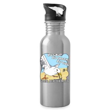 Zu laut, zu frech, zu viel - Trinkflasche mit integriertem Trinkhalm - Lightsilver - Rechts