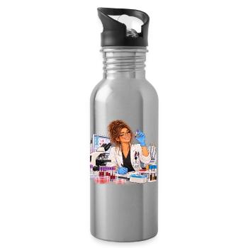Schicke Wissenschaftlerin im Labor - Trinkflasche mit integriertem Trinkhalm - Lightsilver - Rechts