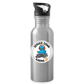 Server down Karma up IT Admin Gelassenheit T-Shirt - Trinkflasche mit integriertem Trinkhalm - Lightsilver - Rechts