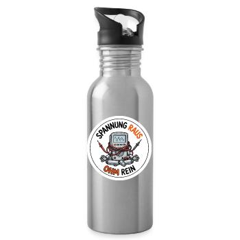 Spannung raus Ohm rein Elektriker Meditation - Trinkflasche mit integriertem Trinkhalm - Lightsilver - Rechts