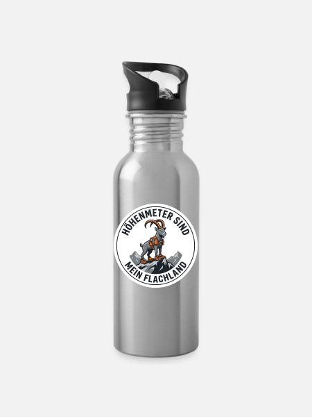 Trailrunning-Shirt Höhenmeter Steinbock - Trinkflasche mit integriertem Trinkhalm - Lightsilver