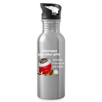 I destroyed your other gifts - Kätzchen - Trinkflasche mit integriertem Trinkhalm - Lightsilver - Rechts