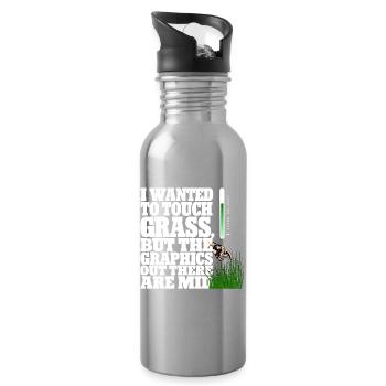 Touching Grass Gamer Shirt | Lustiges Nerd Gaming - Trinkflasche mit integriertem Trinkhalm - Lightsilver - Rechts