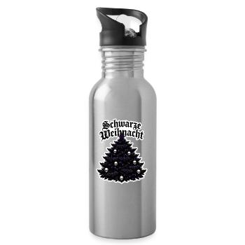 Schwarze Weihnacht Gothic Tannenbaum Fledermaus - Trinkflasche mit integriertem Trinkhalm - Lightsilver - Rechts