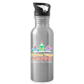 Weihnachtsdorf-Bürgermeister lustiges Feriendorf - Trinkflasche mit integriertem Trinkhalm - Lightsilver - Rechts