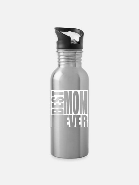 Best Mom Beste Mutter - Trinkflasche mit integriertem Trinkhalm - Lightsilver