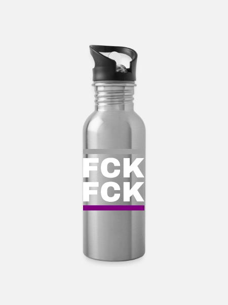 FCK FCK - Trinkflasche mit integriertem Trinkhalm - Lightsilver
