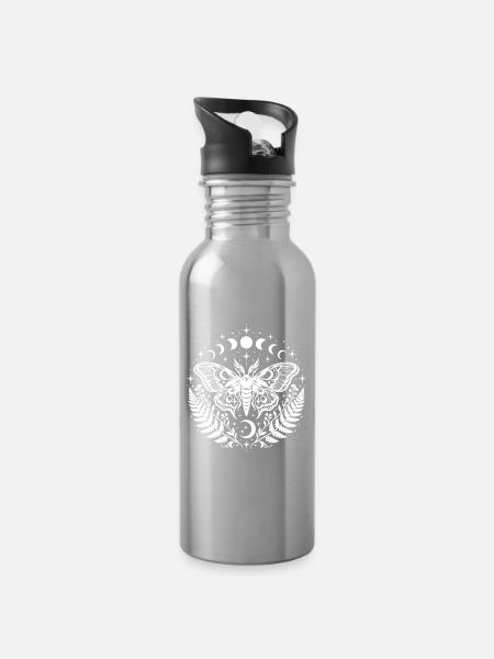 Mondschmetterling - Trinkflasche mit integriertem Trinkhalm - Lightsilver