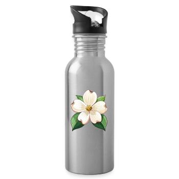 Hartriegelblume - Trinkflasche mit integriertem Trinkhalm - Lightsilver - Rechts