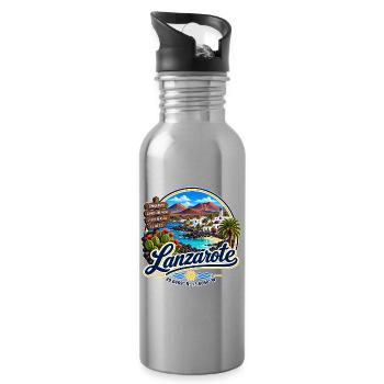 Lanzarote - Islas Canarias - Kanaren - Spanien - Trinkflasche mit integriertem Trinkhalm - Lightsilver - Rechts