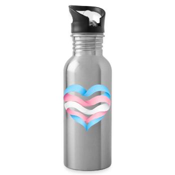 Transgender Herzdesign S1 - Trinkflasche mit integriertem Trinkhalm - Lightsilver - Rechts