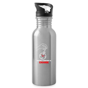 Taschenuhr – Die einzige Konstante ist Veränderung - Trinkflasche mit integriertem Trinkhalm - Lightsilver - Rechts