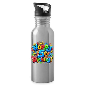 Herzlichen Glückwunsch zum 5. Geburtstag Graffiti: Epische Straßenparty! - Trinkflasche mit integriertem Trinkhalm - Lightsilver - Rechts