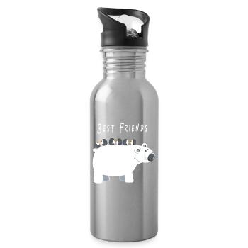 Best Friends Eisbär mit Pinguinen - Freunde - Trinkflasche mit integriertem Trinkhalm - Lightsilver - Rechts