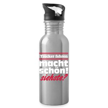 Traktor , Trecker , LandmaschineTrecker fahren(25) - Trinkflasche mit integriertem Trinkhalm - Lightsilver - Rechts