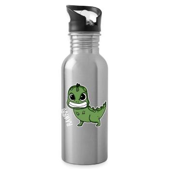 Baby Dinosaur Gift - Water bottle with straw - silver - Right